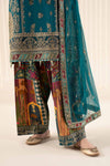3 Piece Embroidered Raw Silk Suit