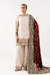 3 Piece Embroidered Raw Silk Suit