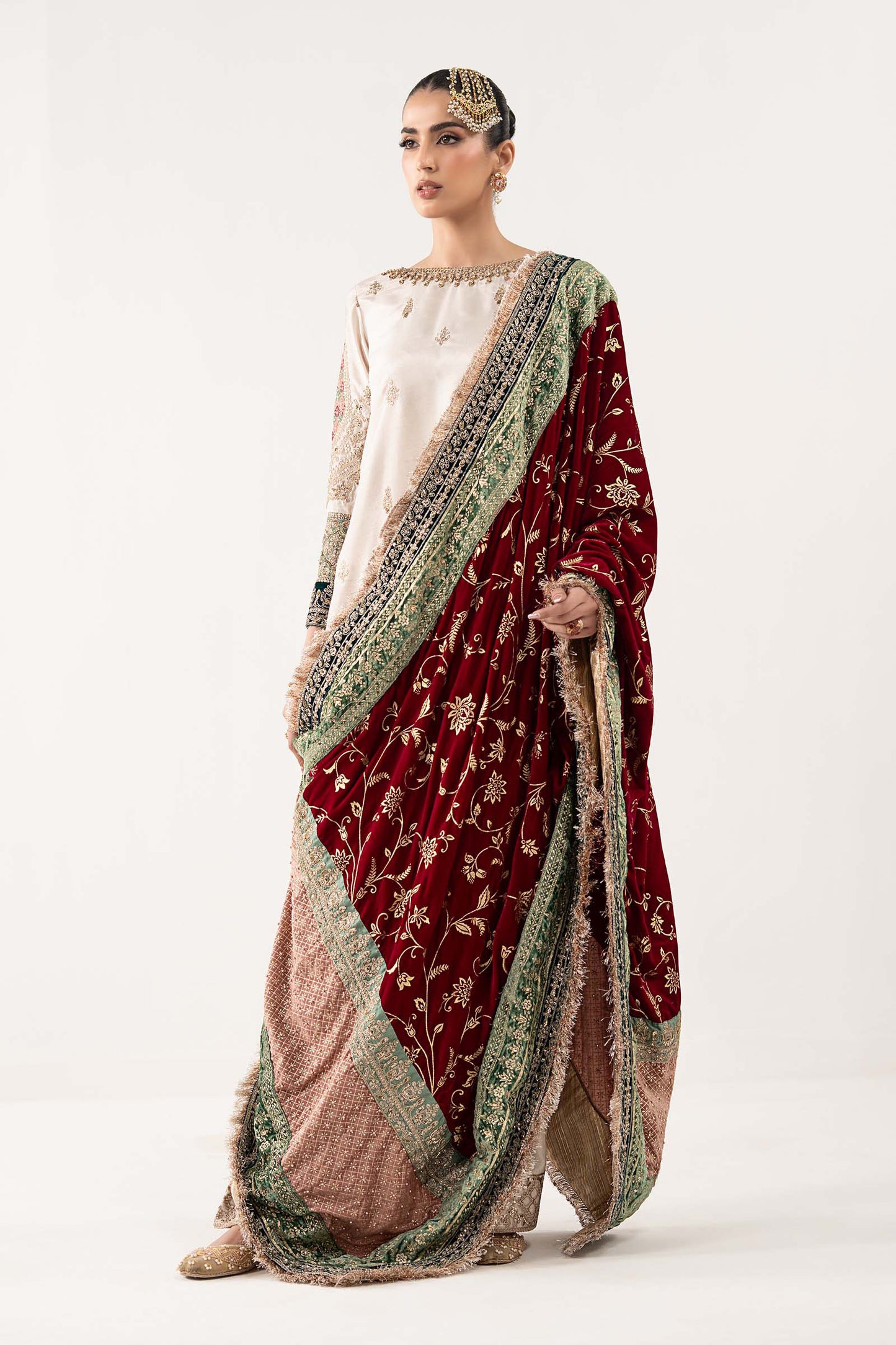 3 Piece Embroidered Raw Silk Suit