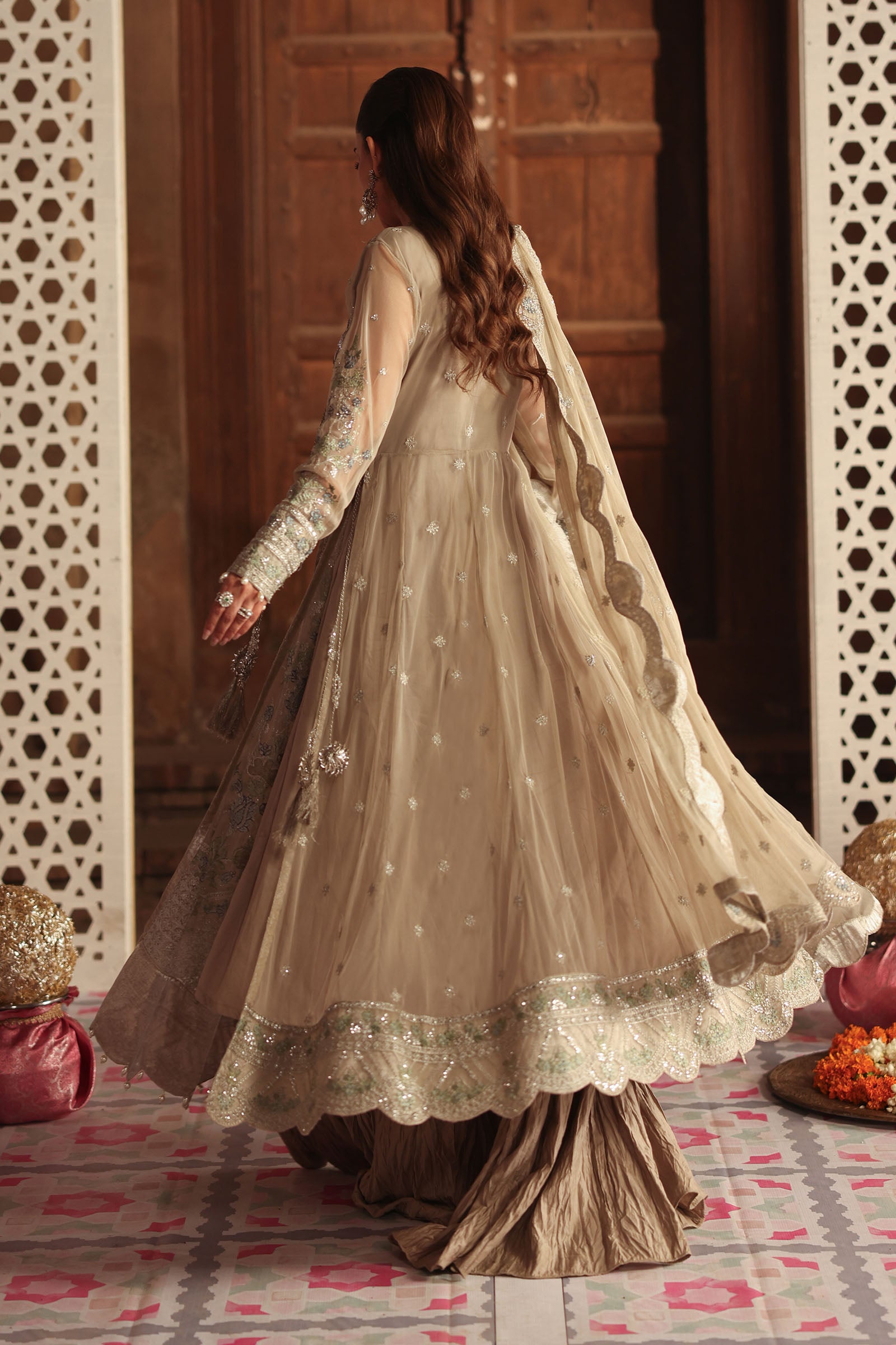 3 Piece Embroidered Net Suit
