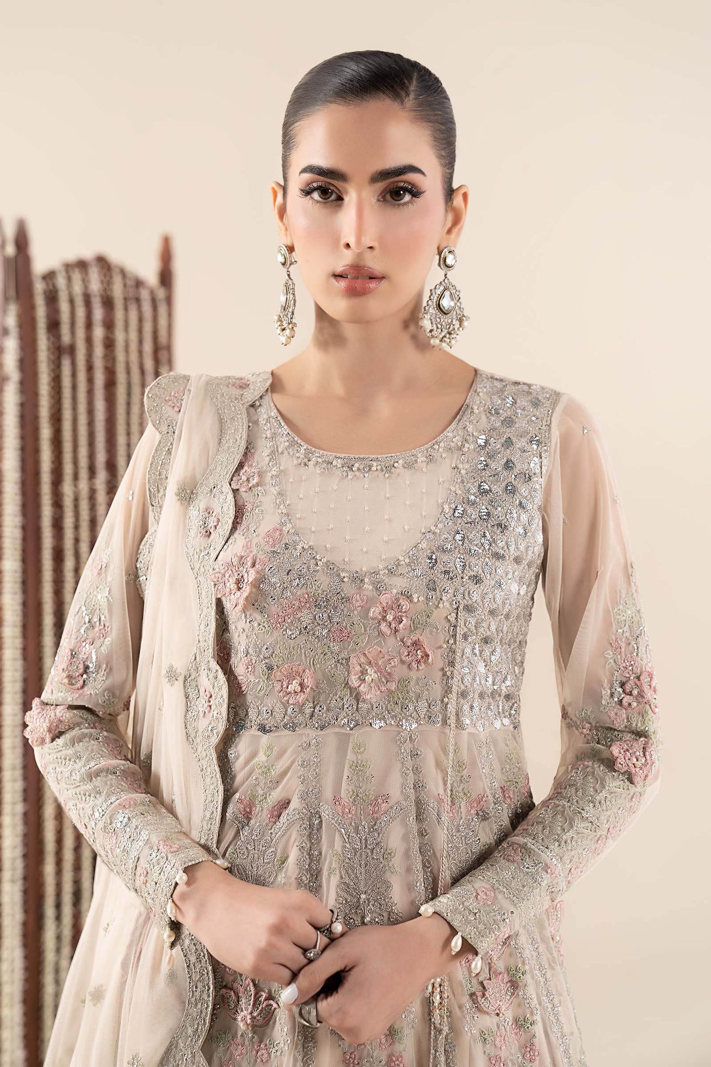 3 Piece Embroidered Net Suit
