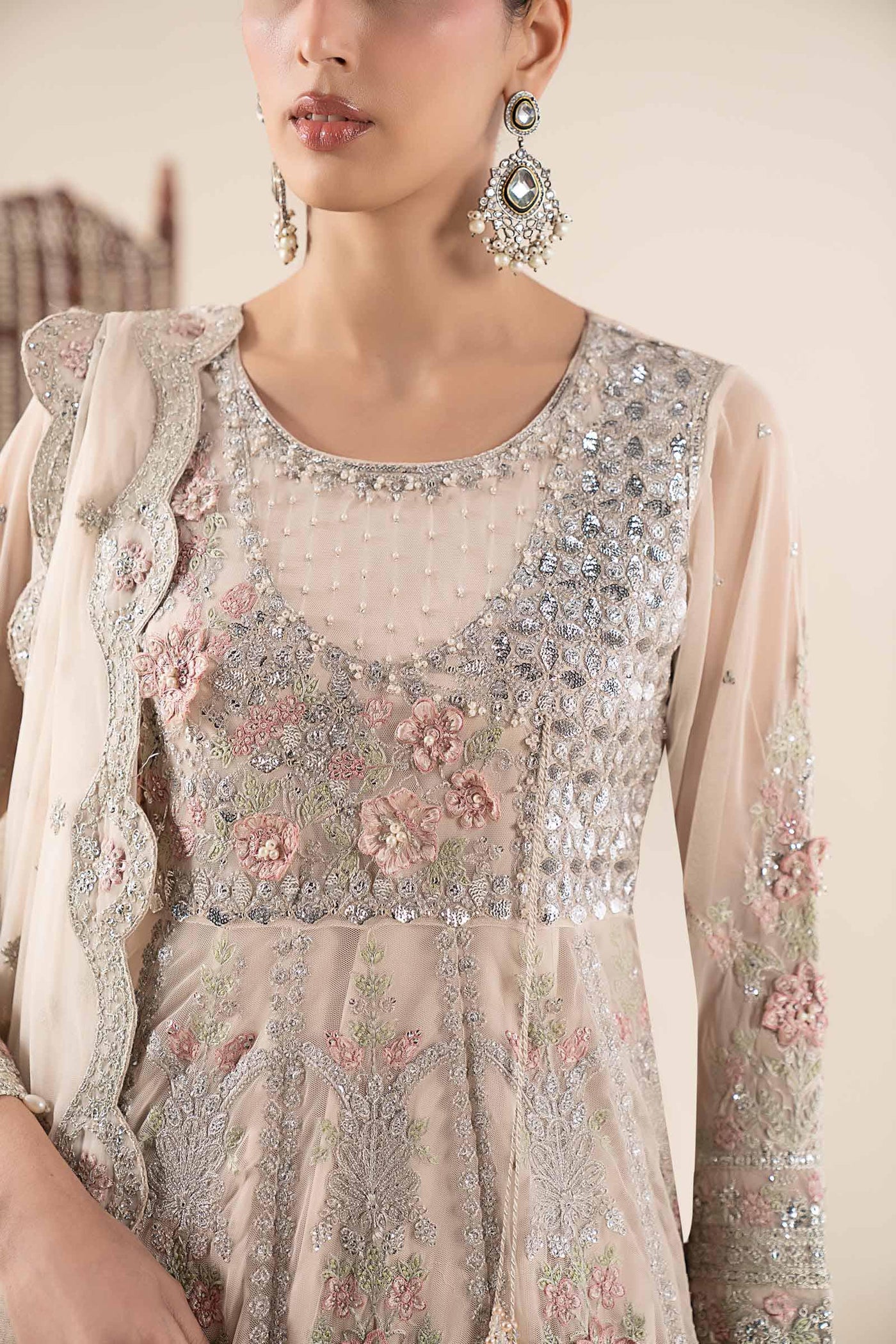 3 Piece Embroidered Net Suit