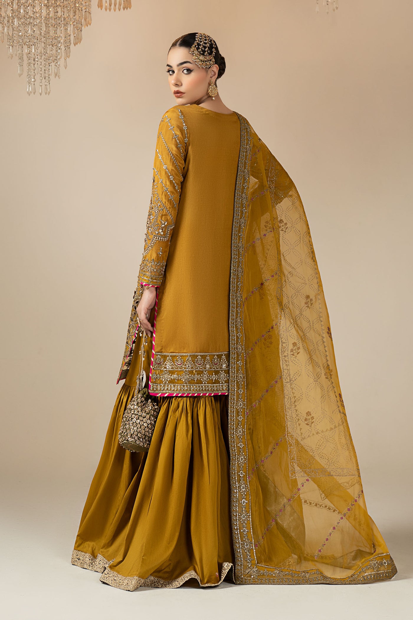 3 Piece Embroidered Raw Silk Suit