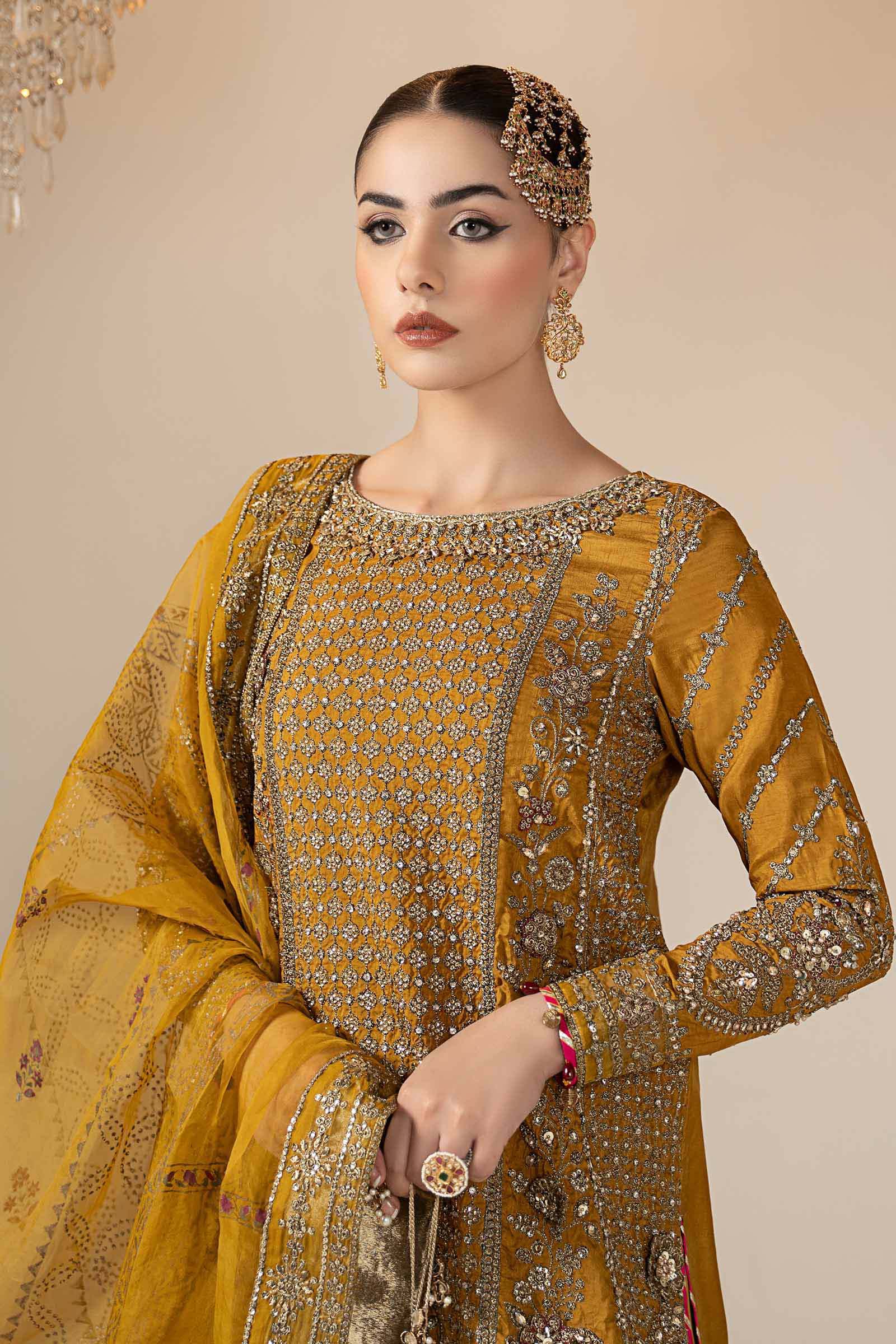 3 Piece Embroidered Raw Silk Suit