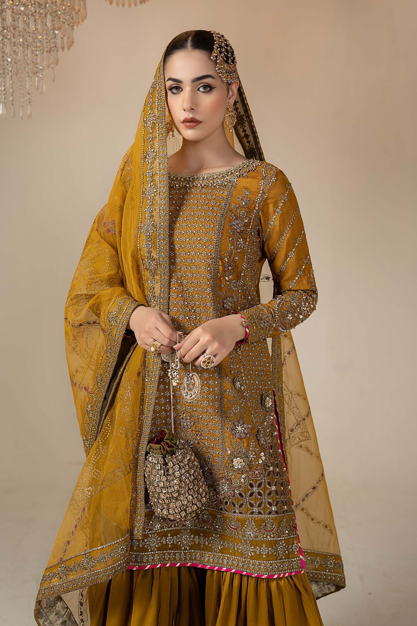 3 Piece Embroidered Raw Silk Suit