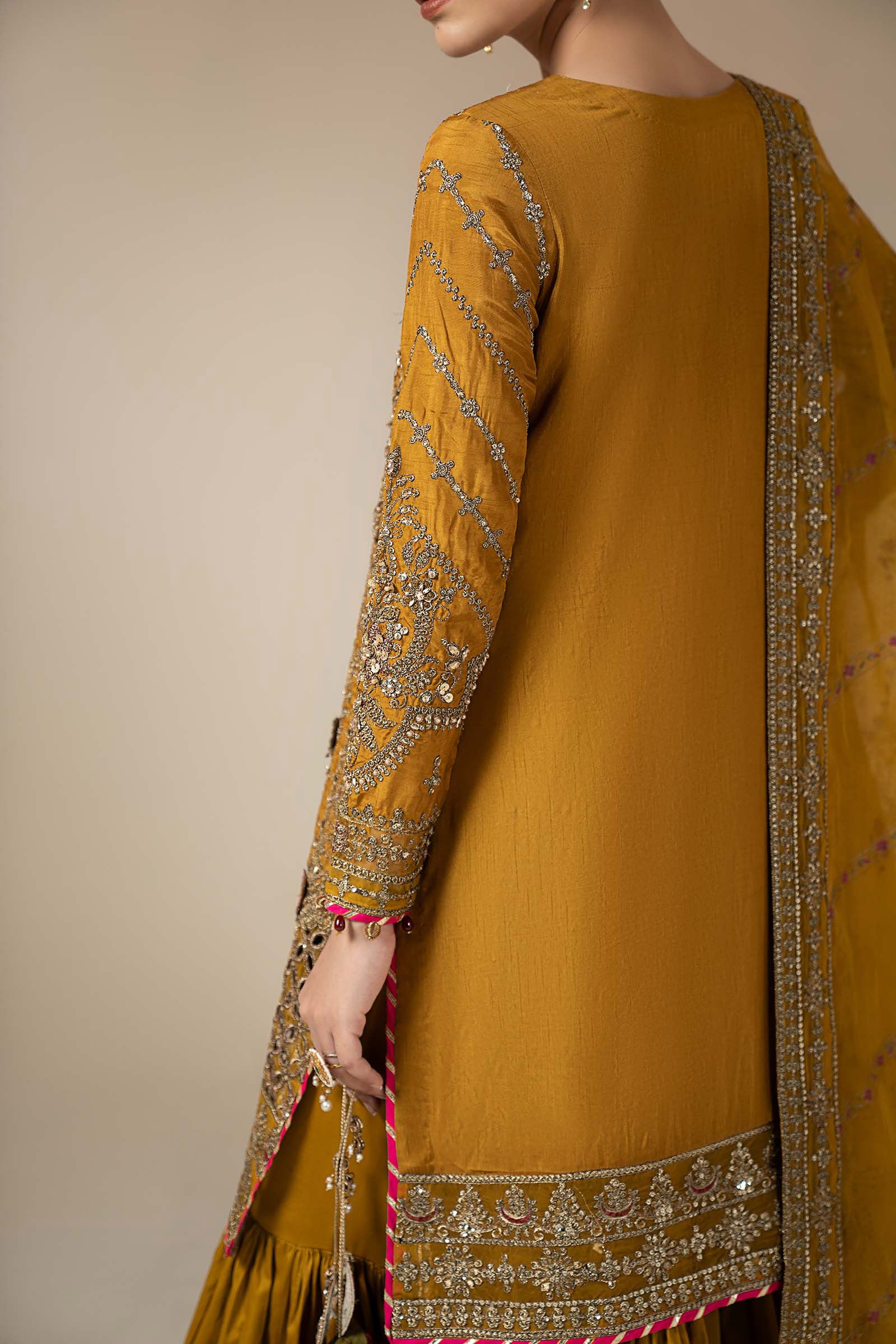3 Piece Embroidered Raw Silk Suit