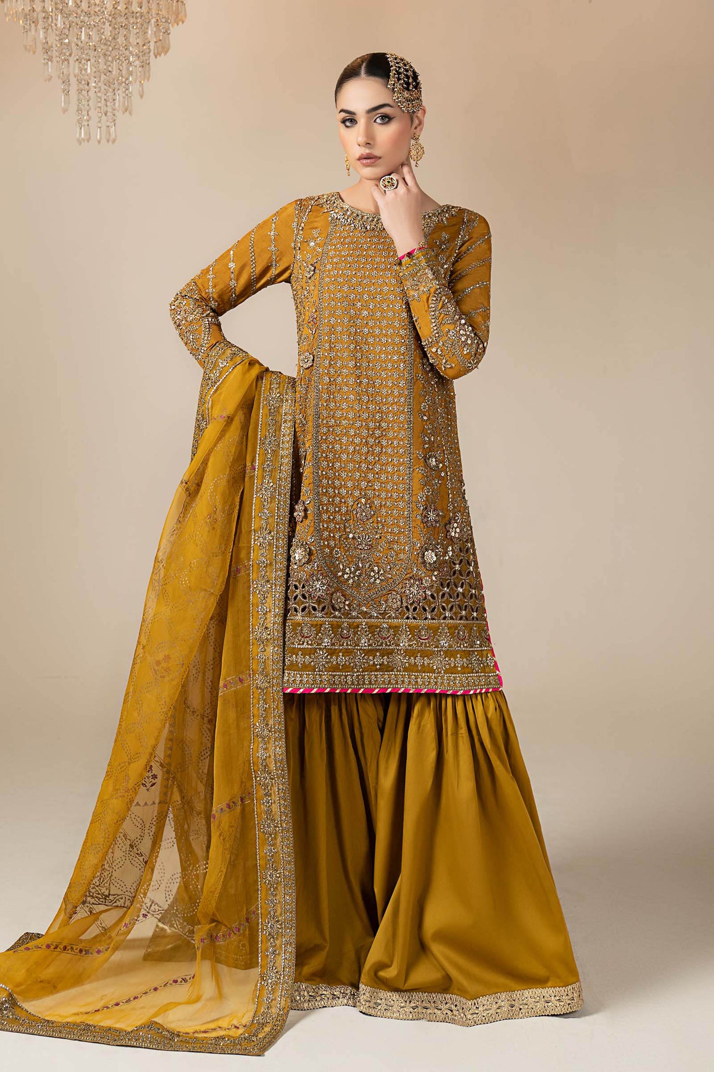 3 Piece Embroidered Raw Silk Suit