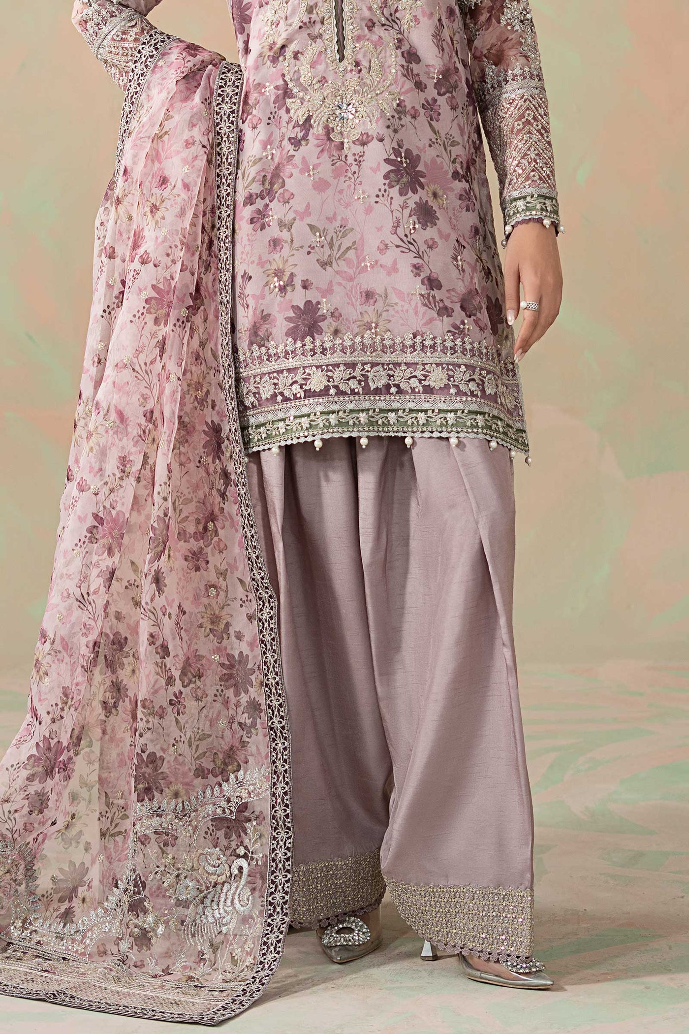 3 Piece Embroidered Organza Suit