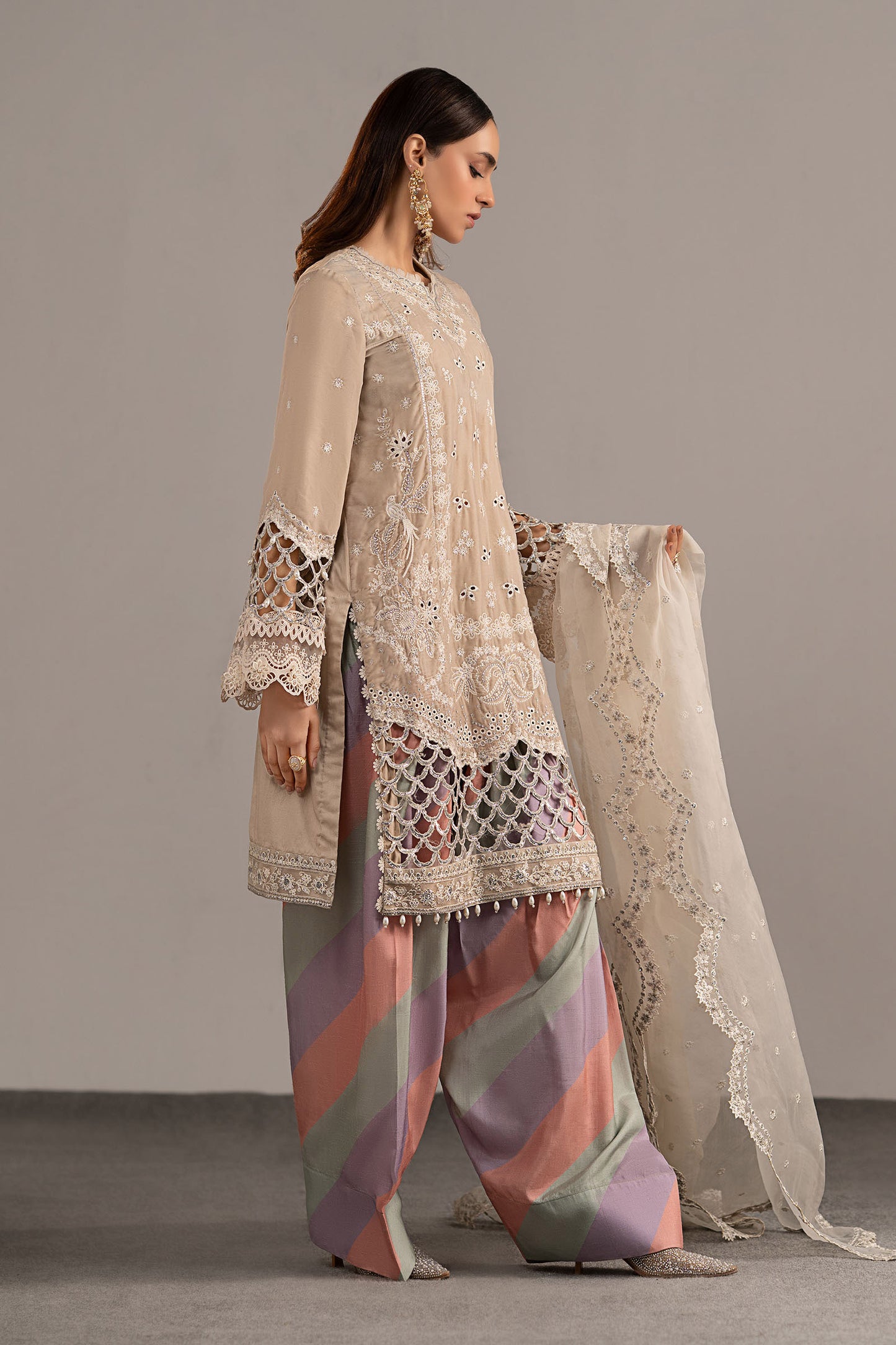 3 Piece Embroidered Velvet Suit