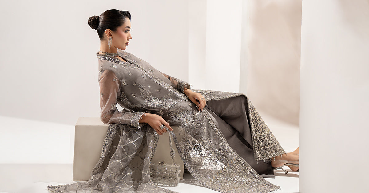 3 Piece Embroidered Organza Suit