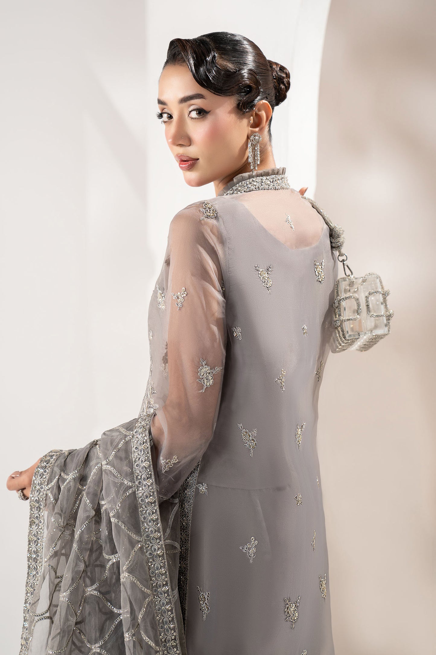 3 Piece Embroidered Organza Suit