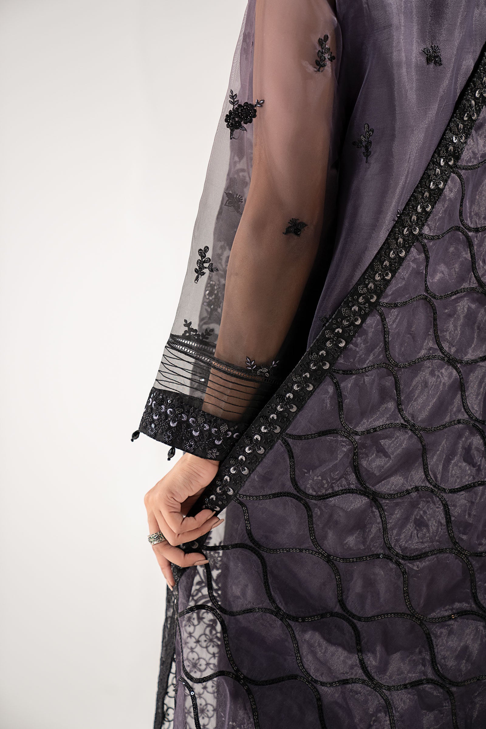 3 Piece Embroidered Organza Suit