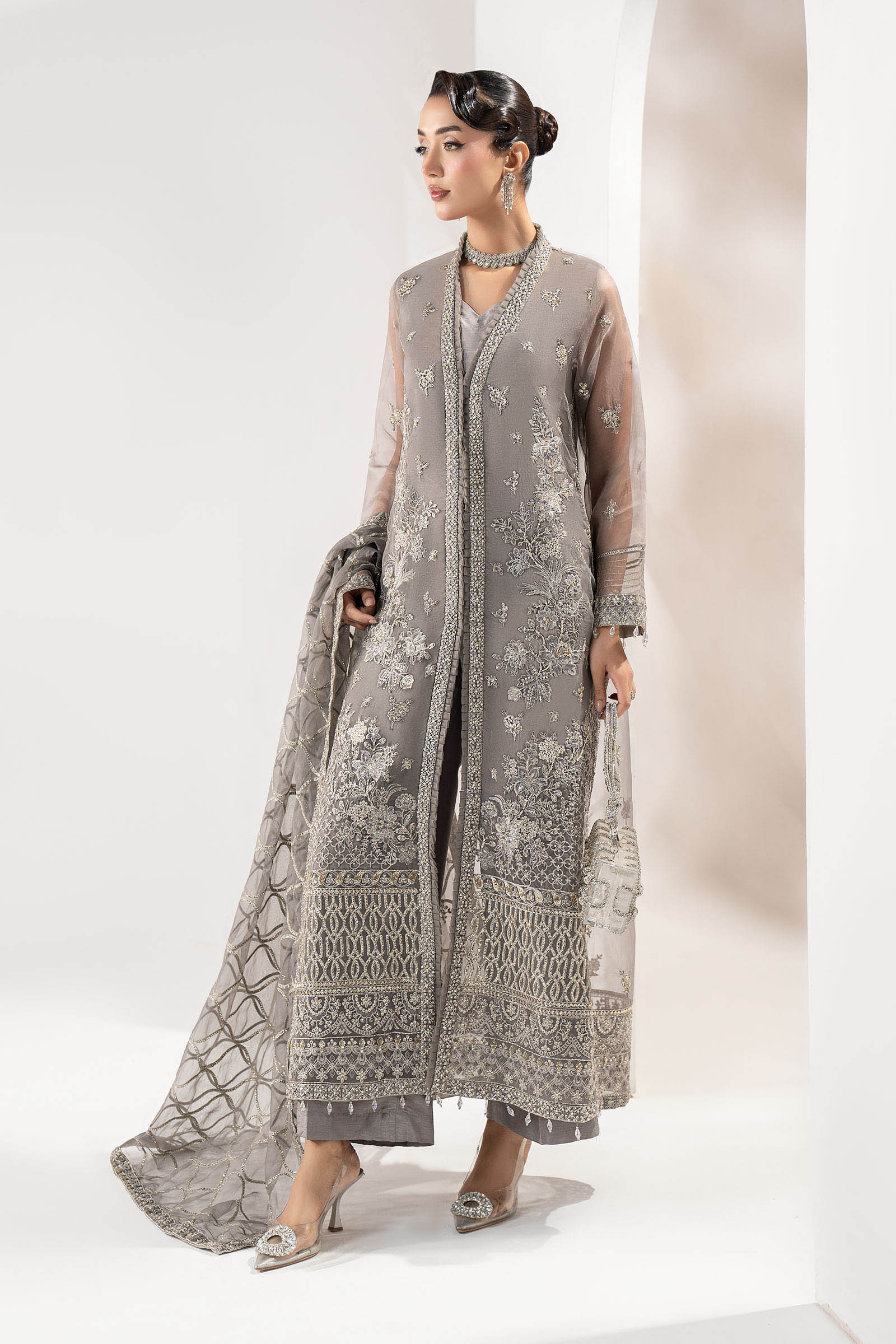 3 Piece Embroidered Organza Suit