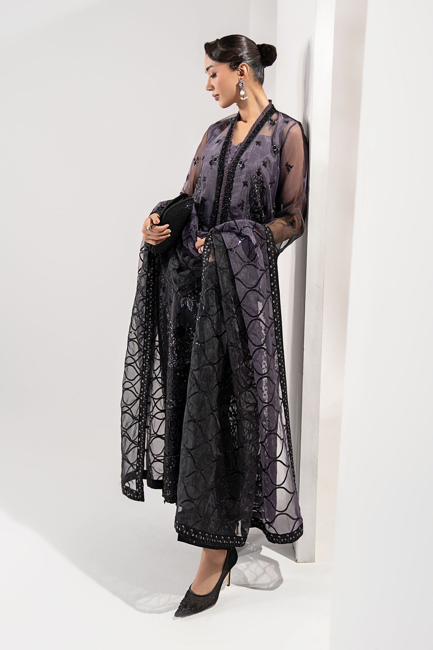 3 Piece Embroidered Organza Suit