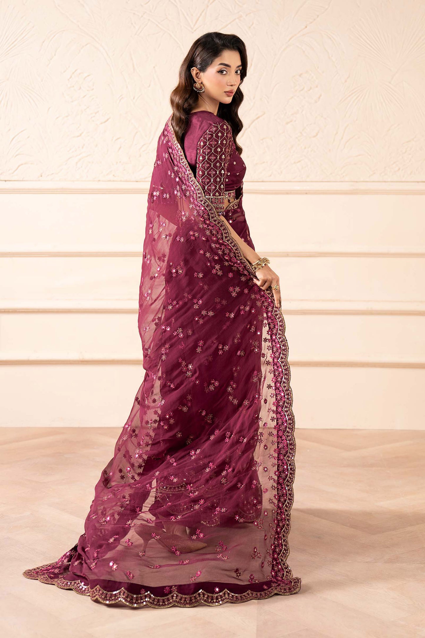 Embroidered Chiffon Saree