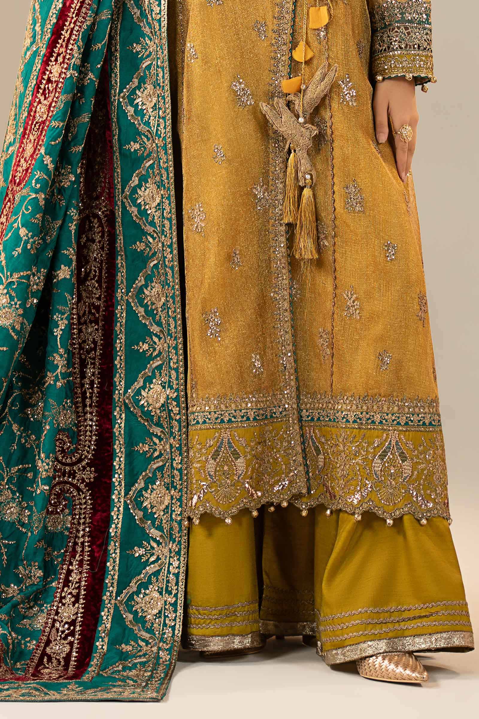 3 Piece Embroidered Zari Net Suit