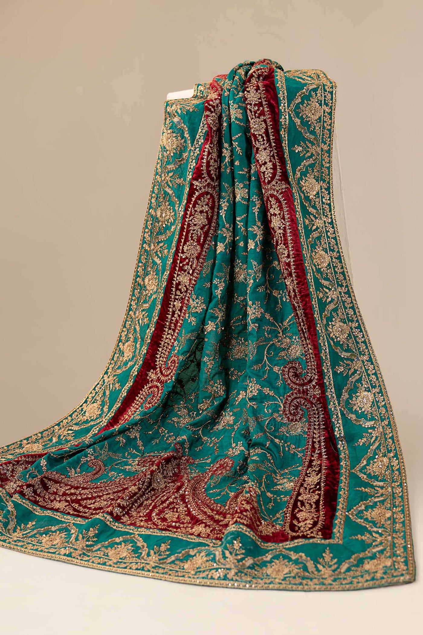 3 Piece Embroidered Zari Net Suit