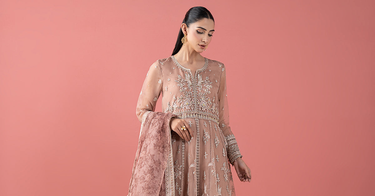 3 Piece Embroidered Organza Suit