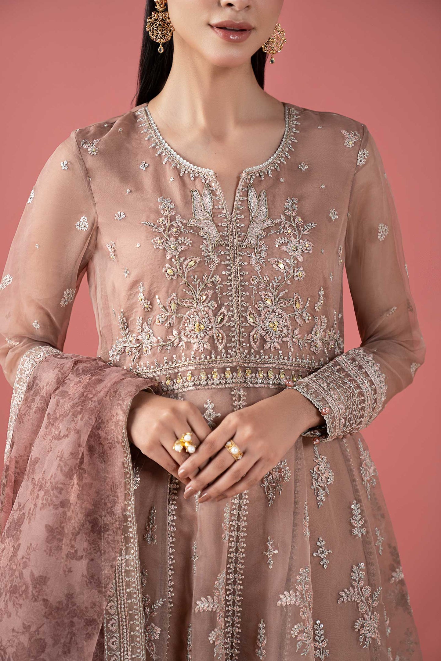 3 Piece Embroidered Organza Suit