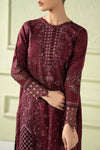 3 Piece Embroidered Raw Silk Suit