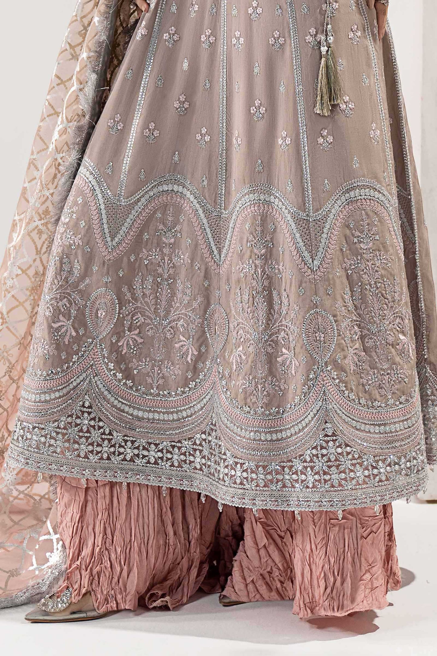 3 Piece Embroidered Raw Silk Suit