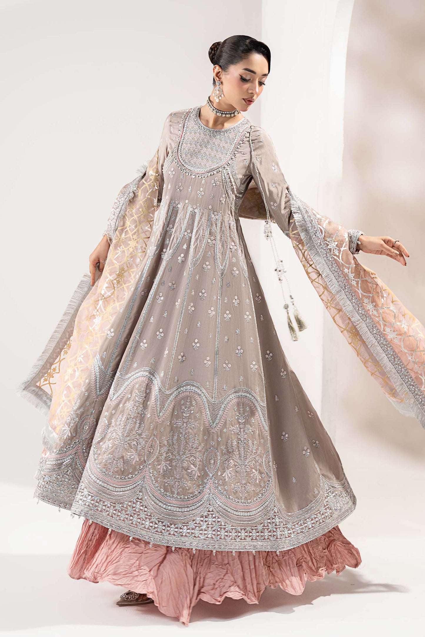 3 Piece Embroidered Raw Silk Suit