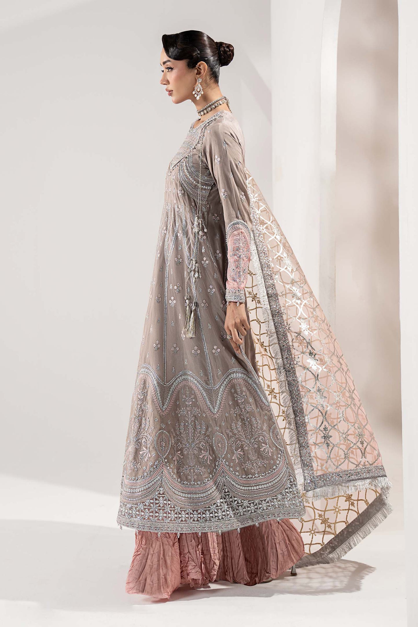 3 Piece Embroidered Raw Silk Suit