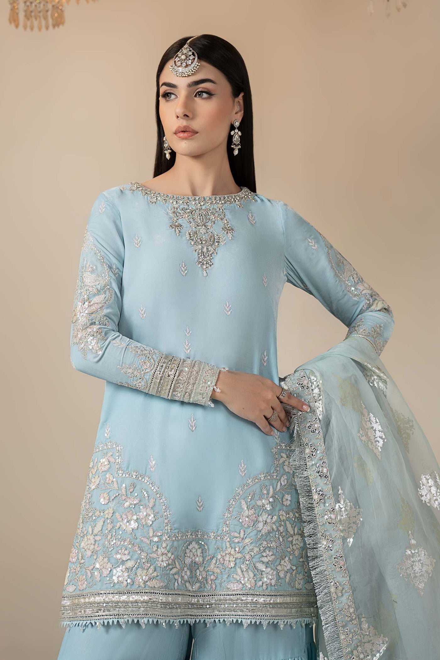 3 Piece Embroidered Velvet Suit