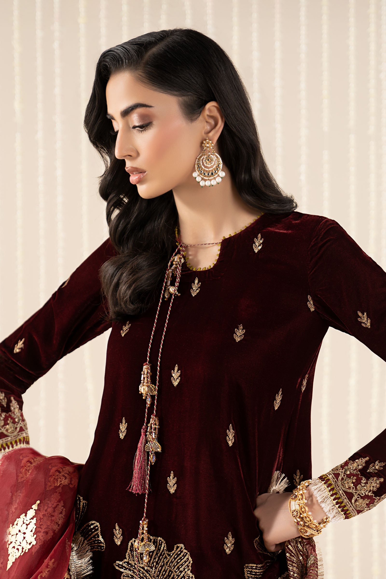 3 Piece Embroidered Velvet Suit