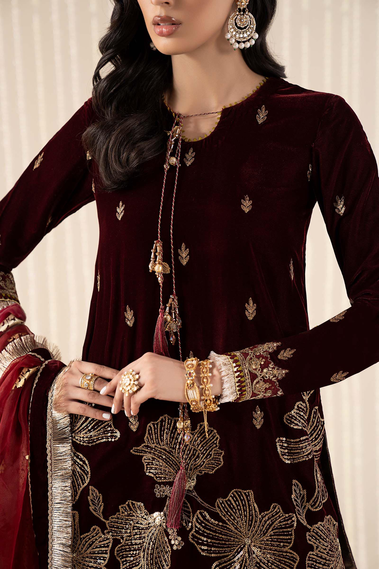3 Piece Embroidered Velvet Suit