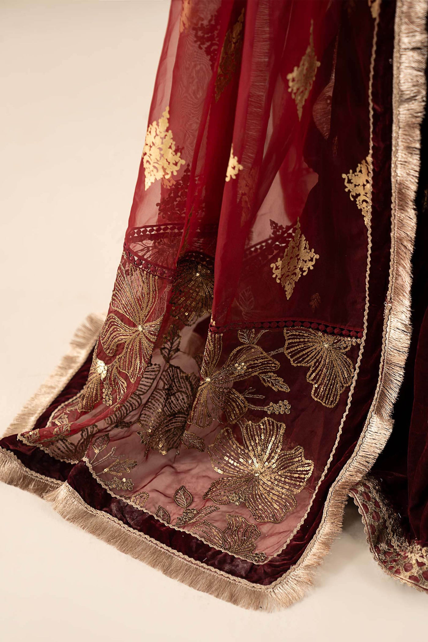 3 Piece Embroidered Velvet Suit