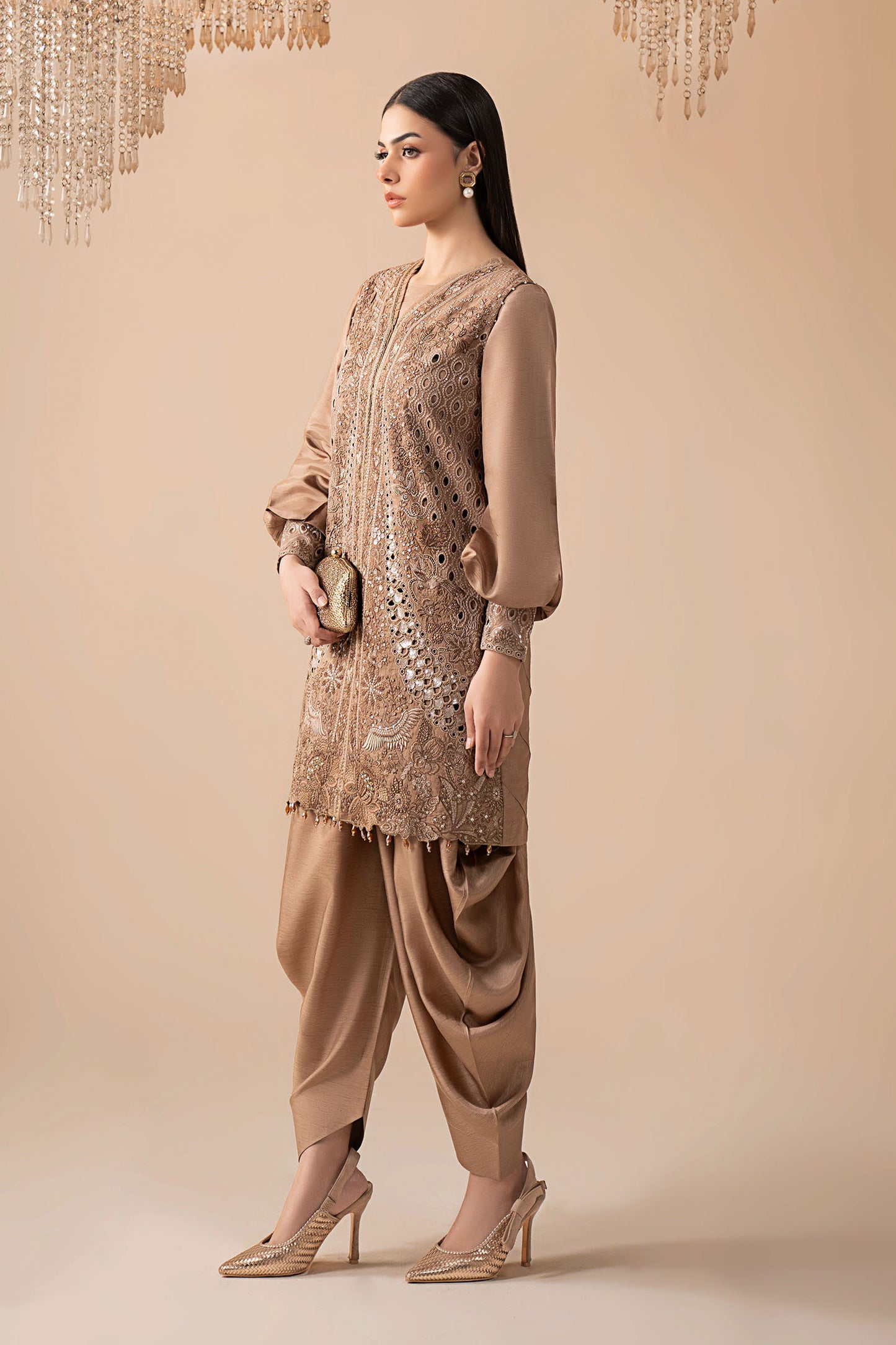 3 Piece Embroidered Raw Silk Suit