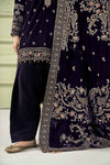 3 Piece Embroidered Velvet Suit