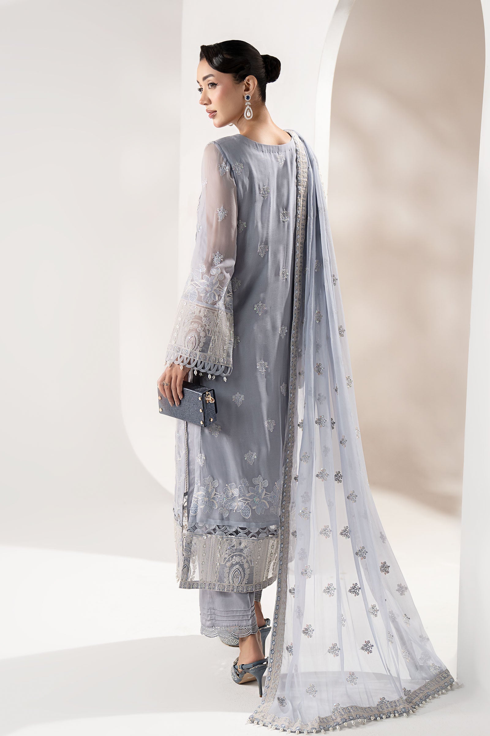 3 Piece Embroidered Chiffon Suit