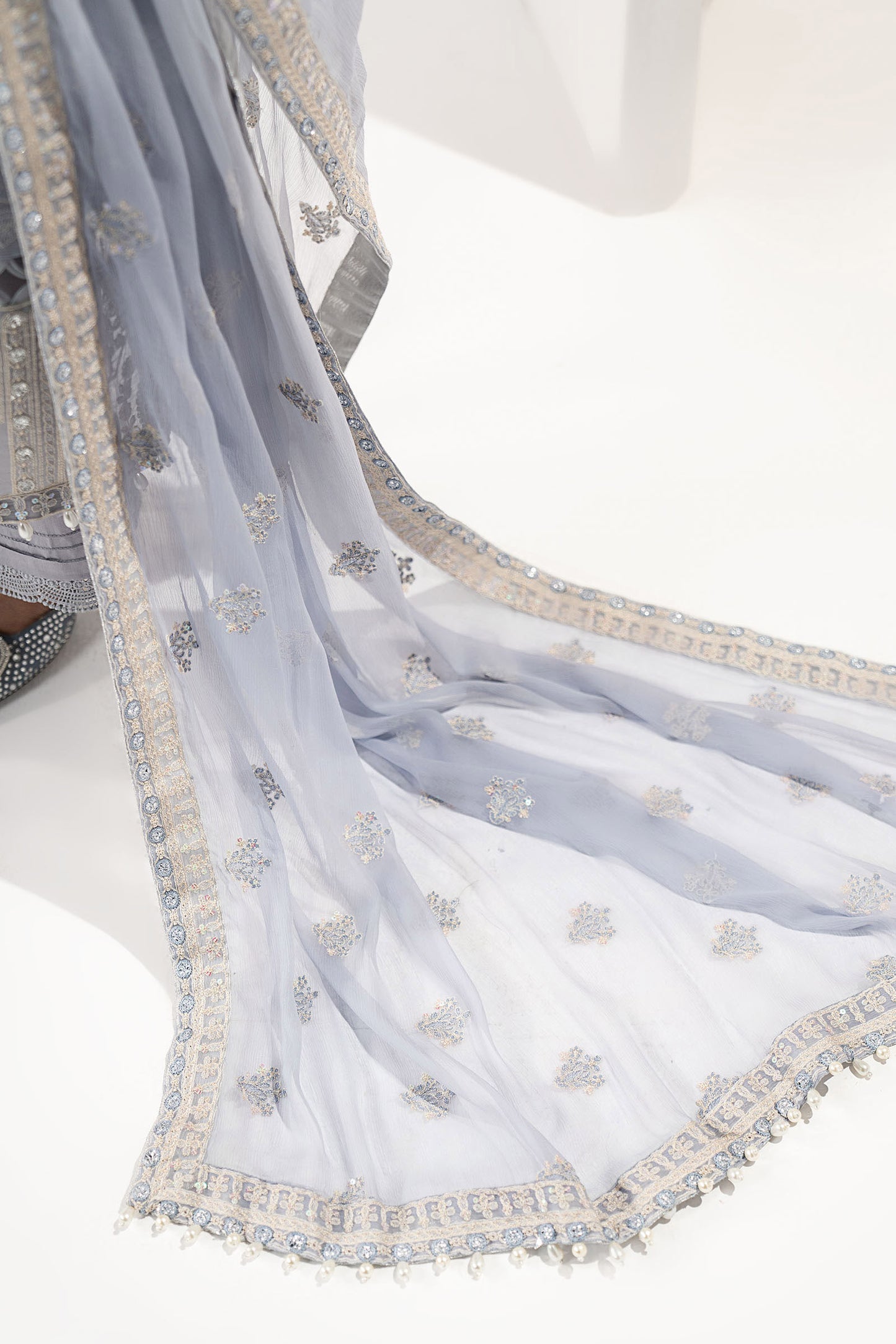 3 Piece Embroidered Chiffon Suit