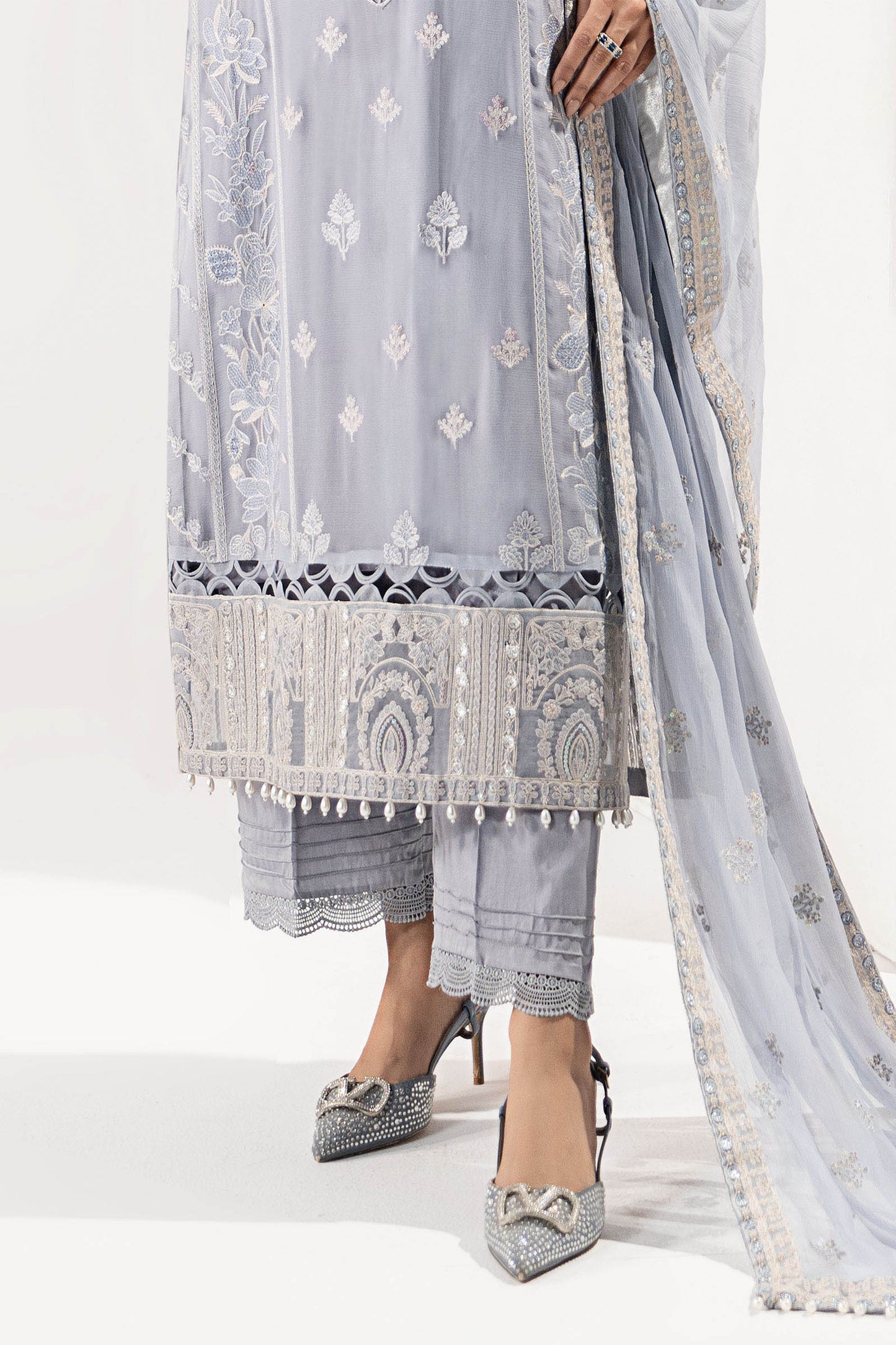 3 Piece Embroidered Chiffon Suit