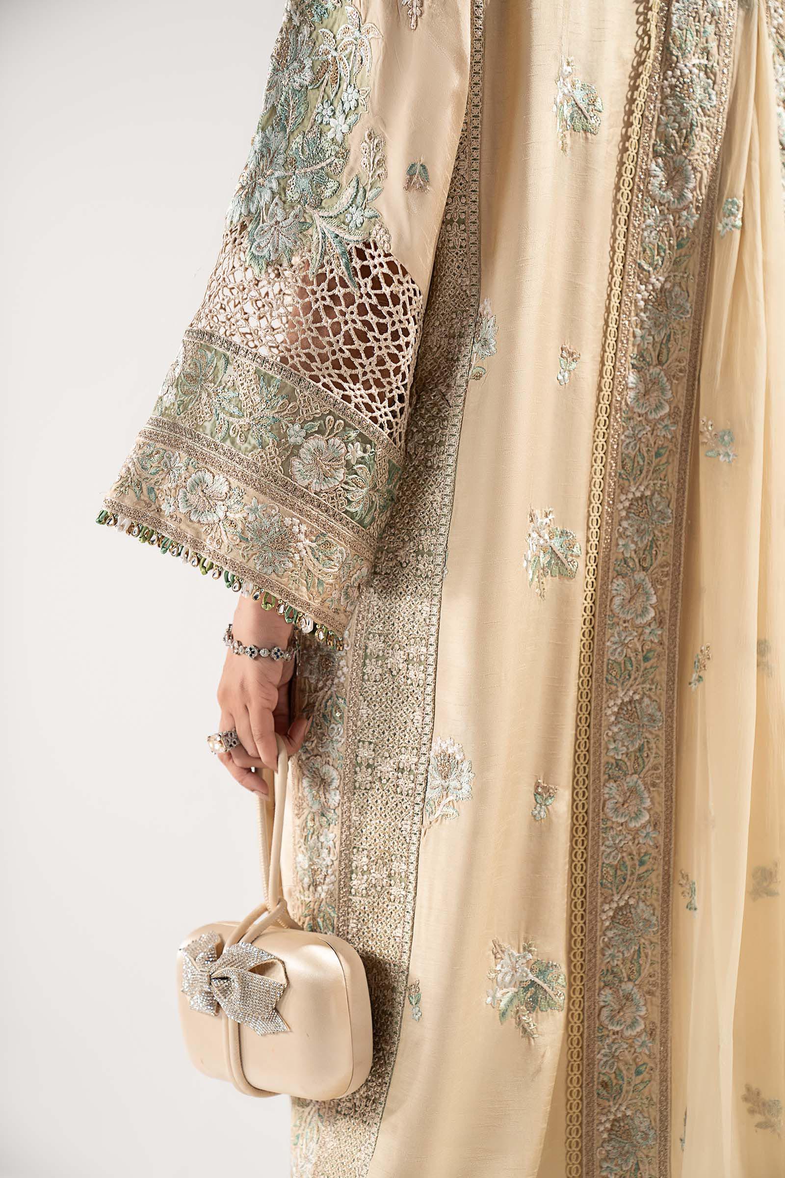 3 Piece Embroidered Raw Silk Suit
