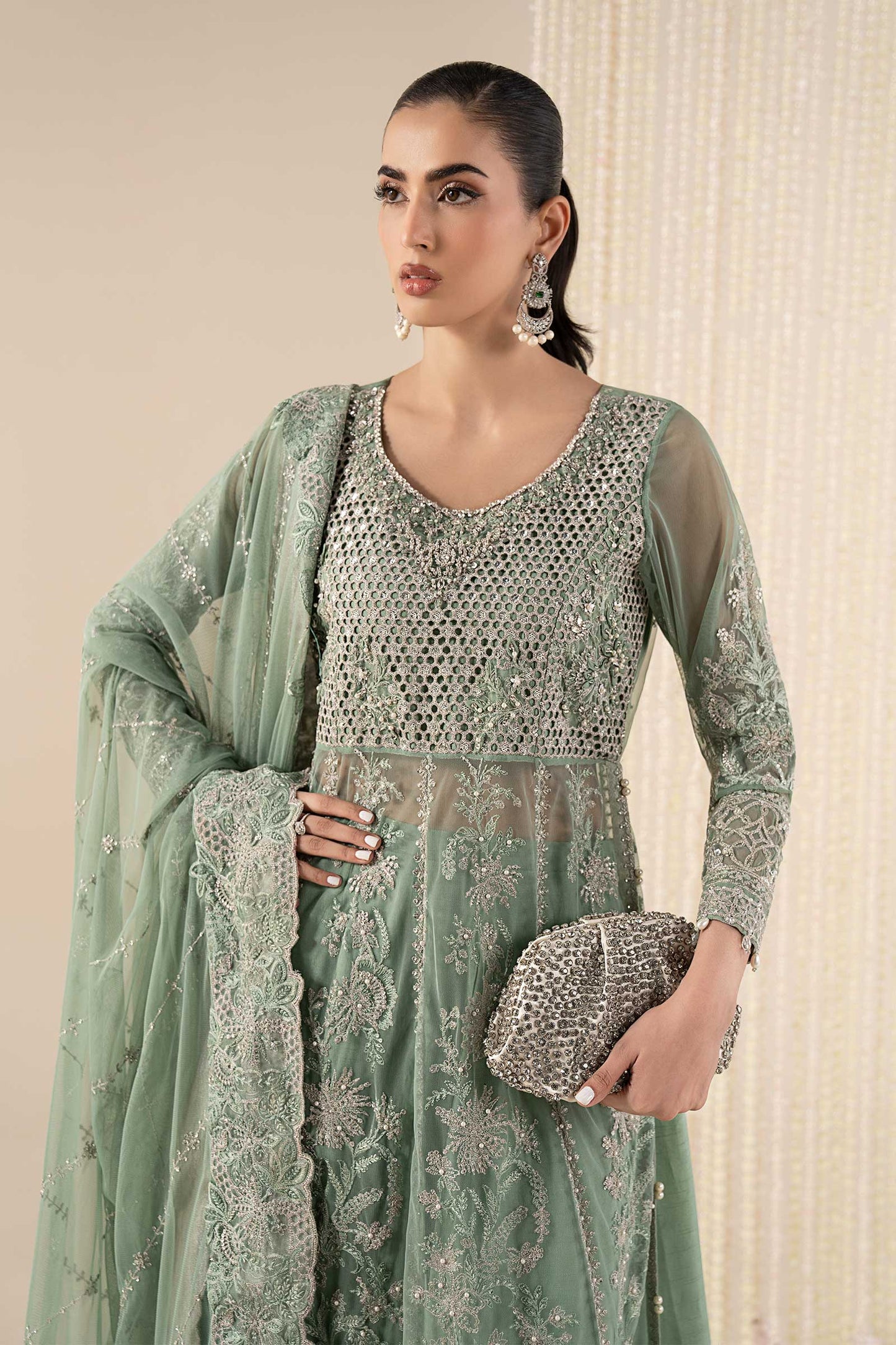 3 Piece Embroidered Net Suit