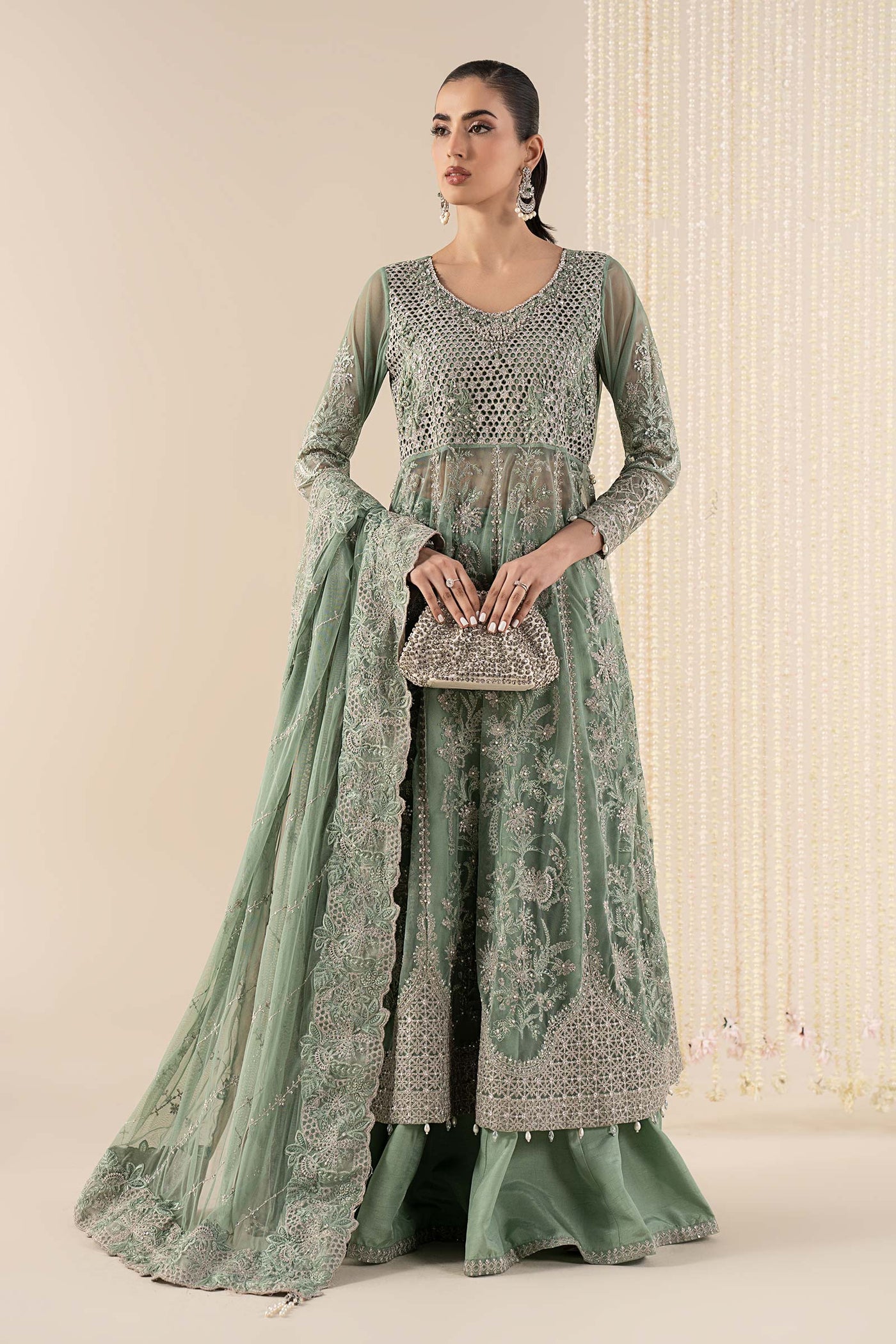 3 Piece Embroidered Net Suit