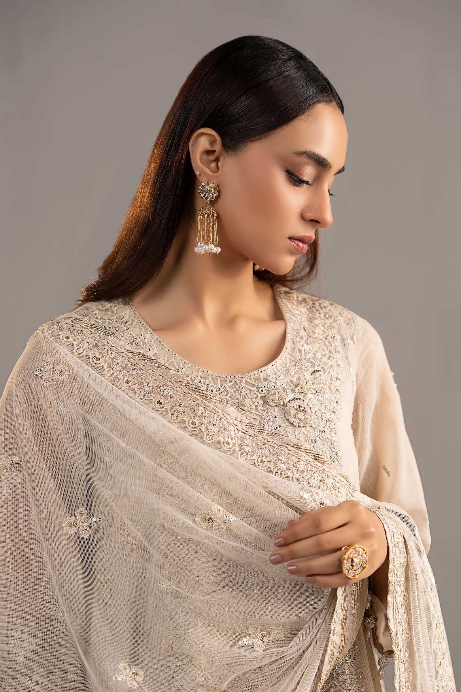 3 Piece Embroidered Cotton Net Suit