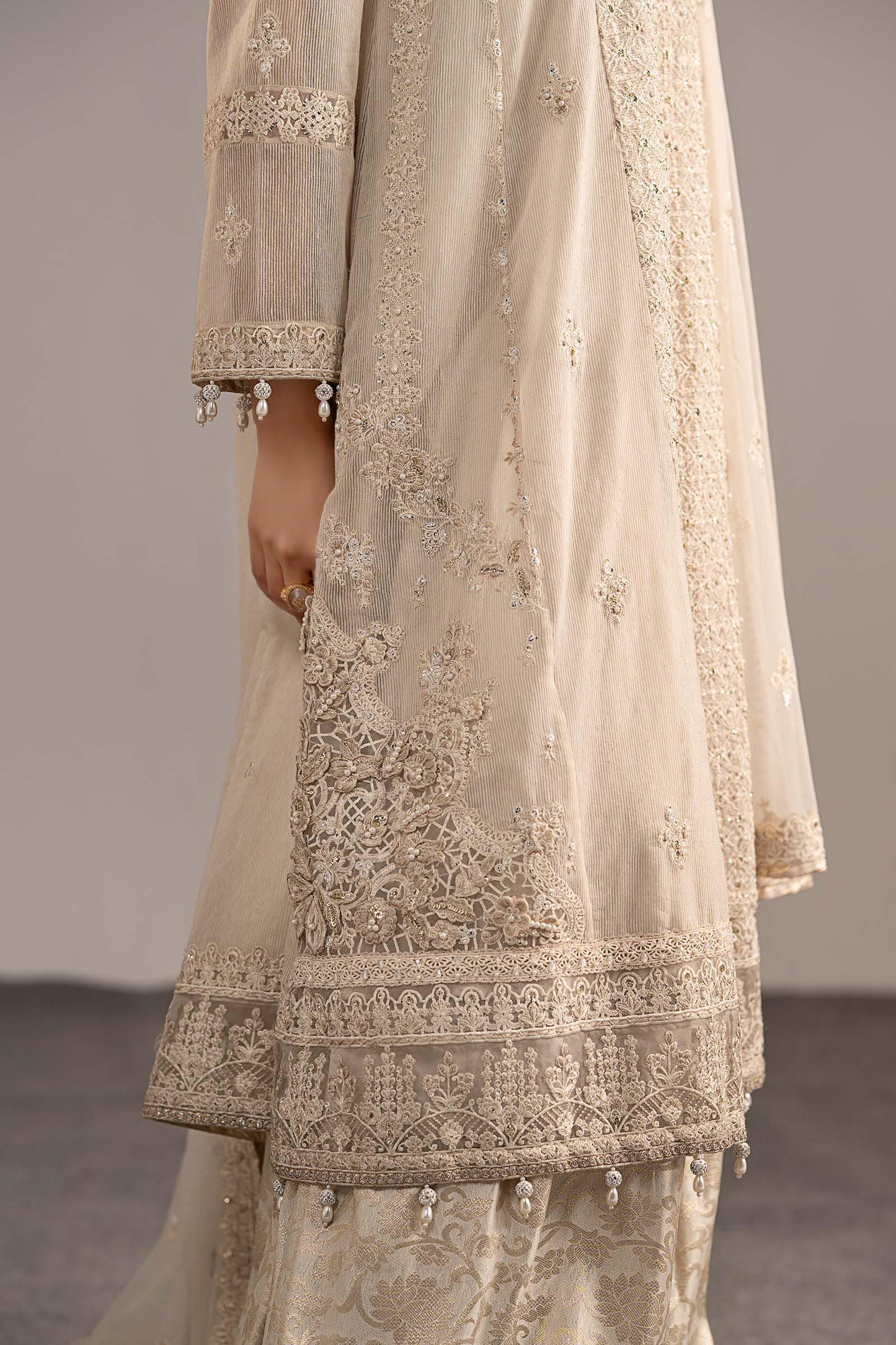 3 Piece Embroidered Cotton Net Suit