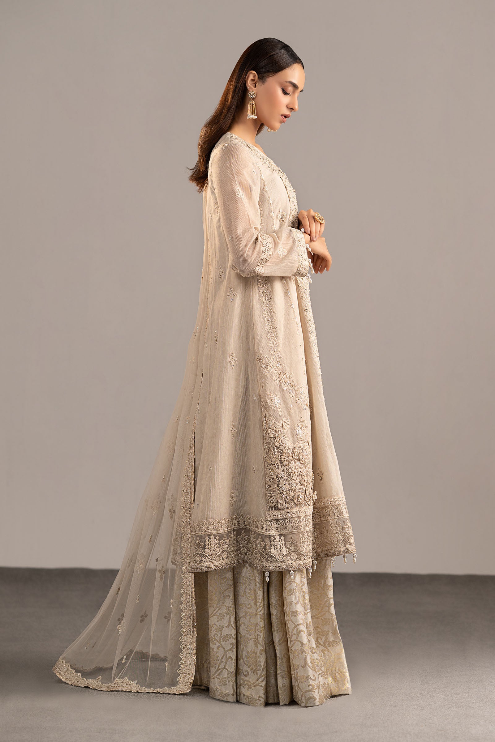 3 Piece Embroidered Cotton Net Suit