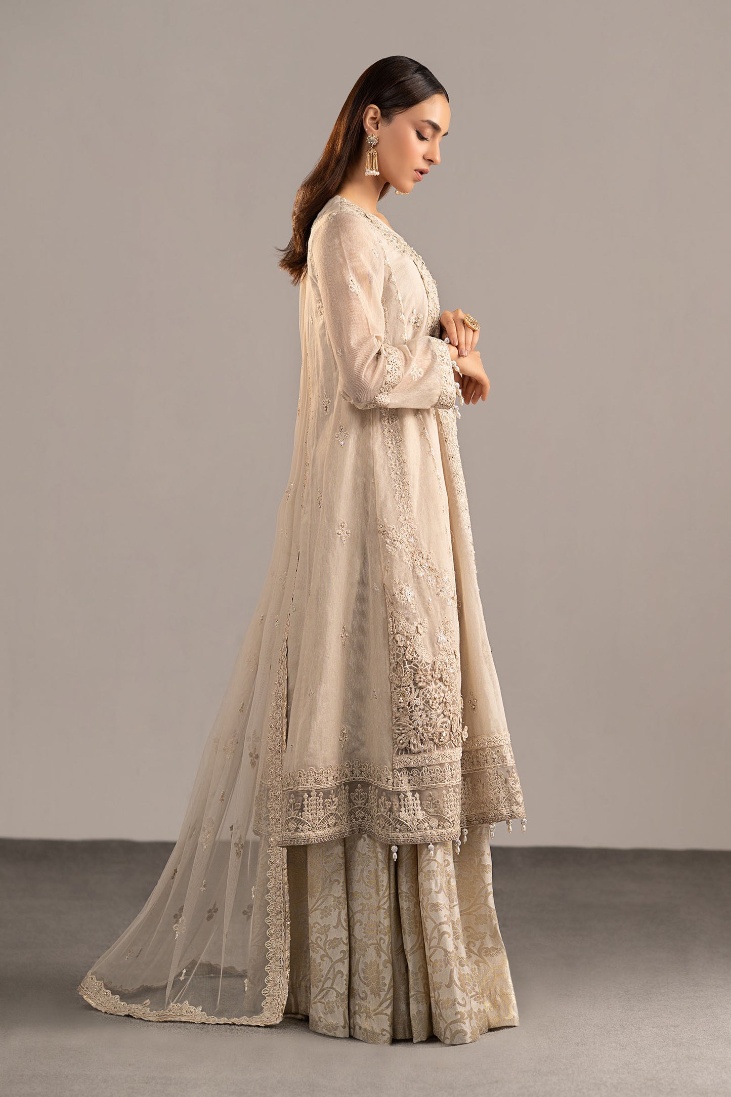 3 Piece Embroidered Cotton Net Suit