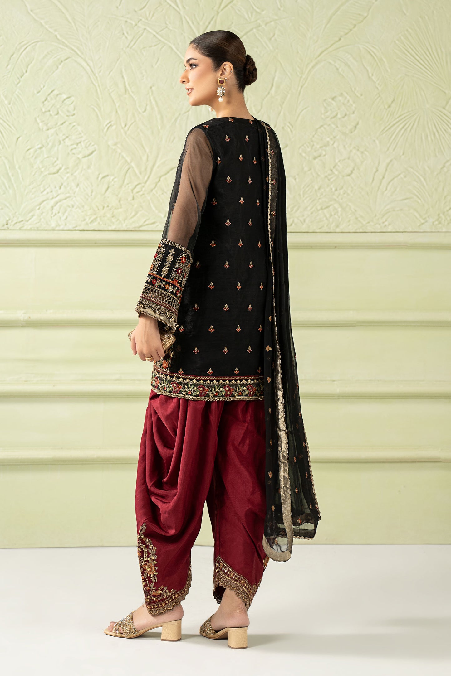 3 Piece Embroidered Organza Suit