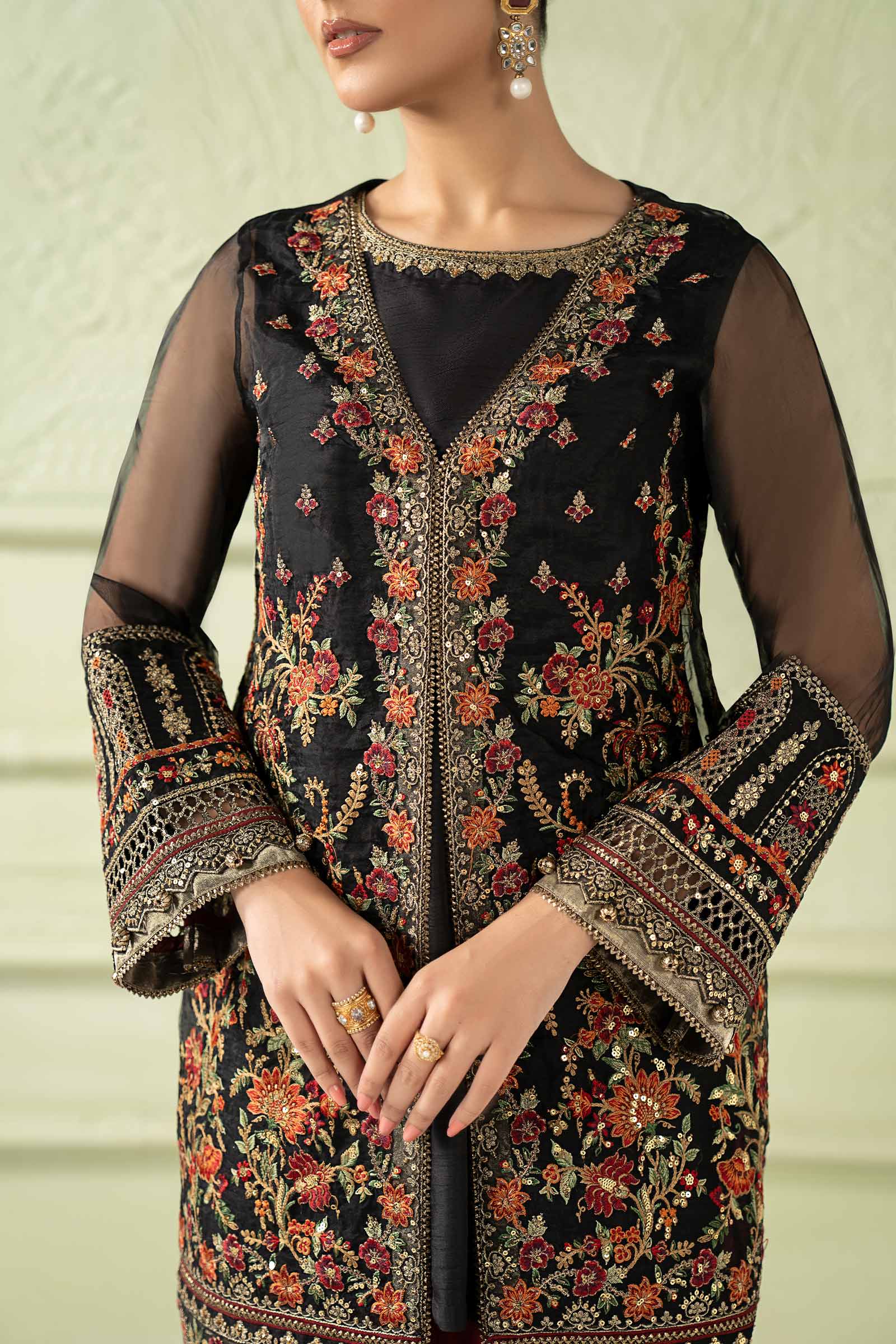 3 Piece Embroidered Organza Suit