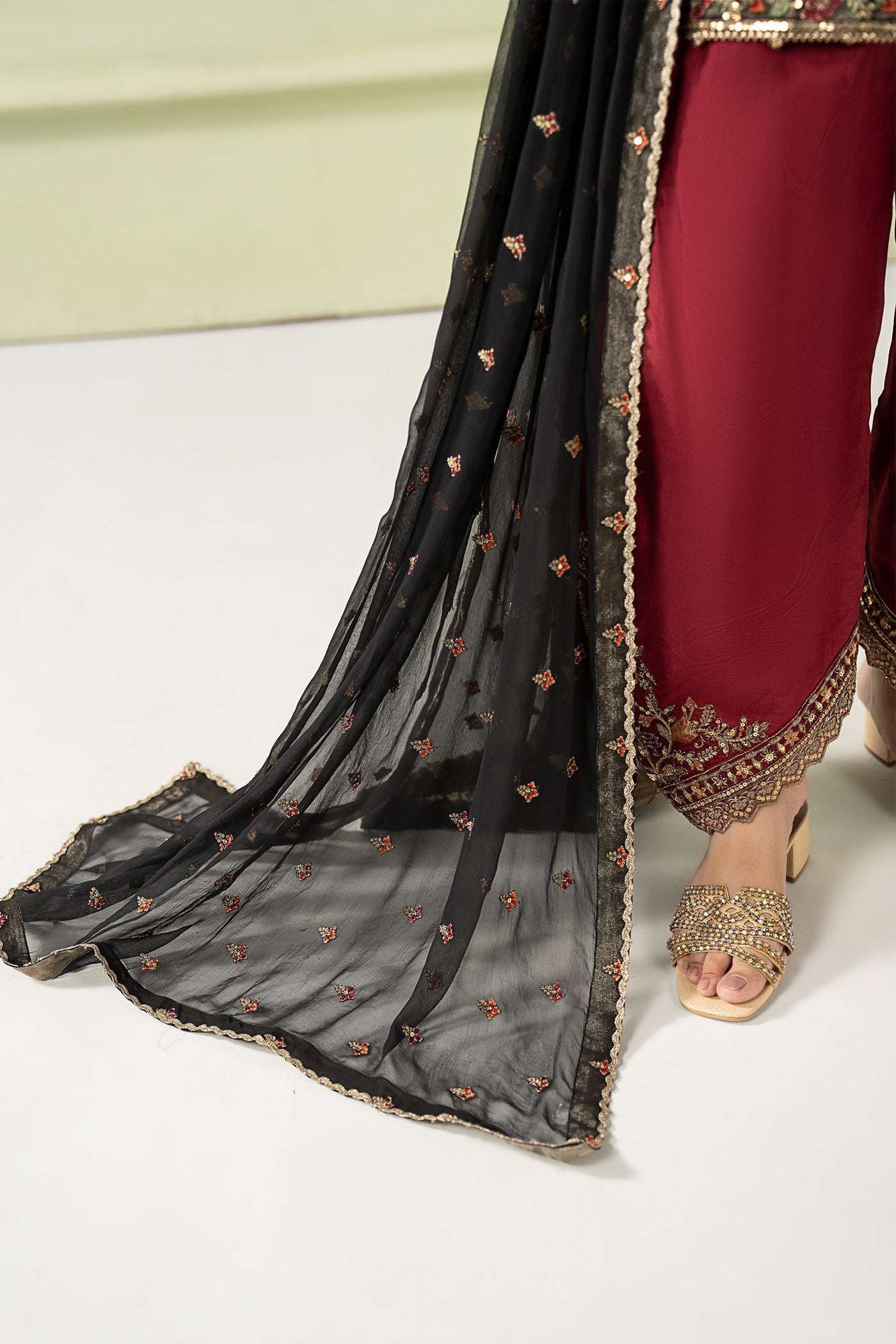 3 Piece Embroidered Organza Suit