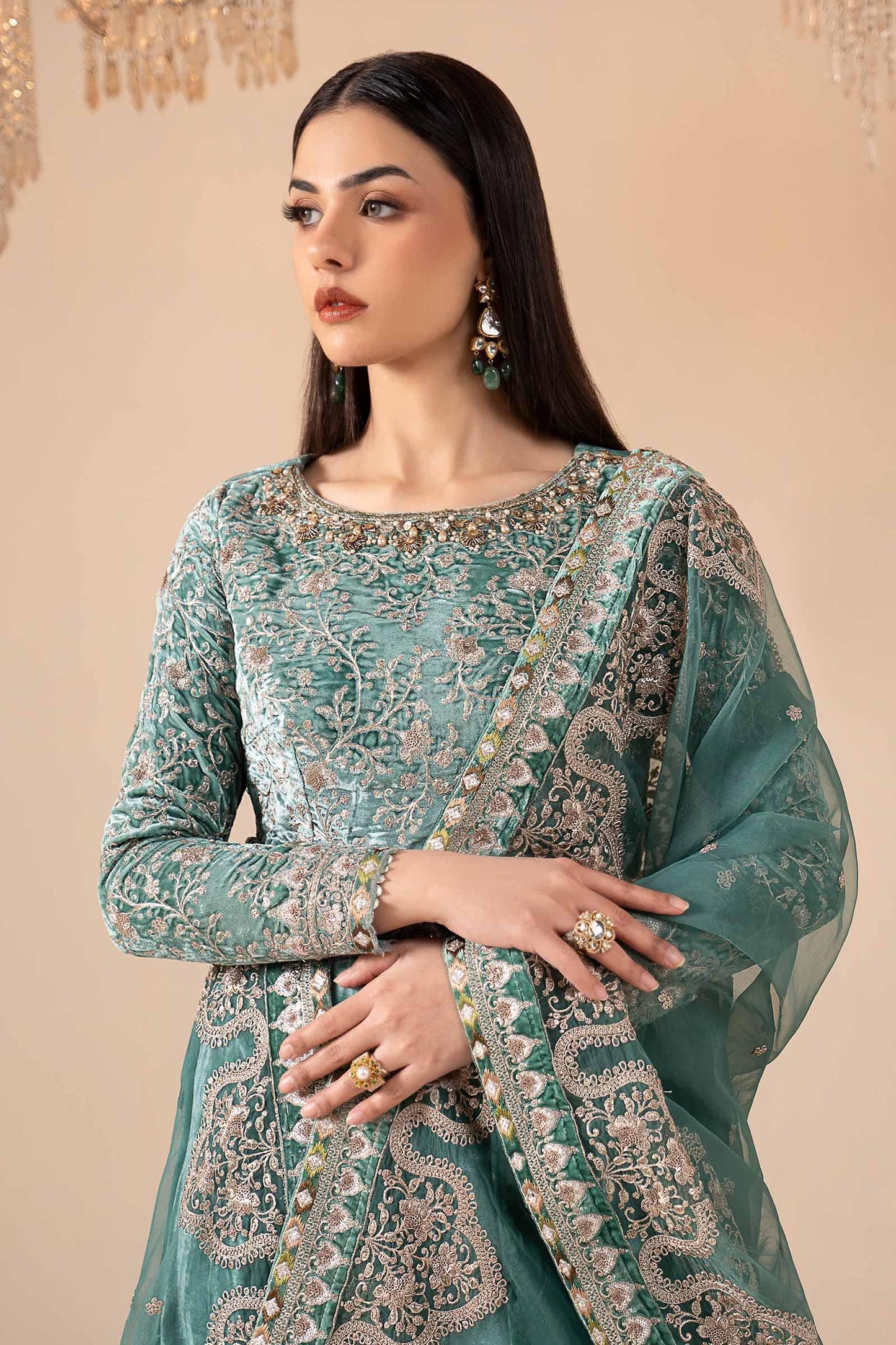 3 Piece Embroidered Velvet Suit