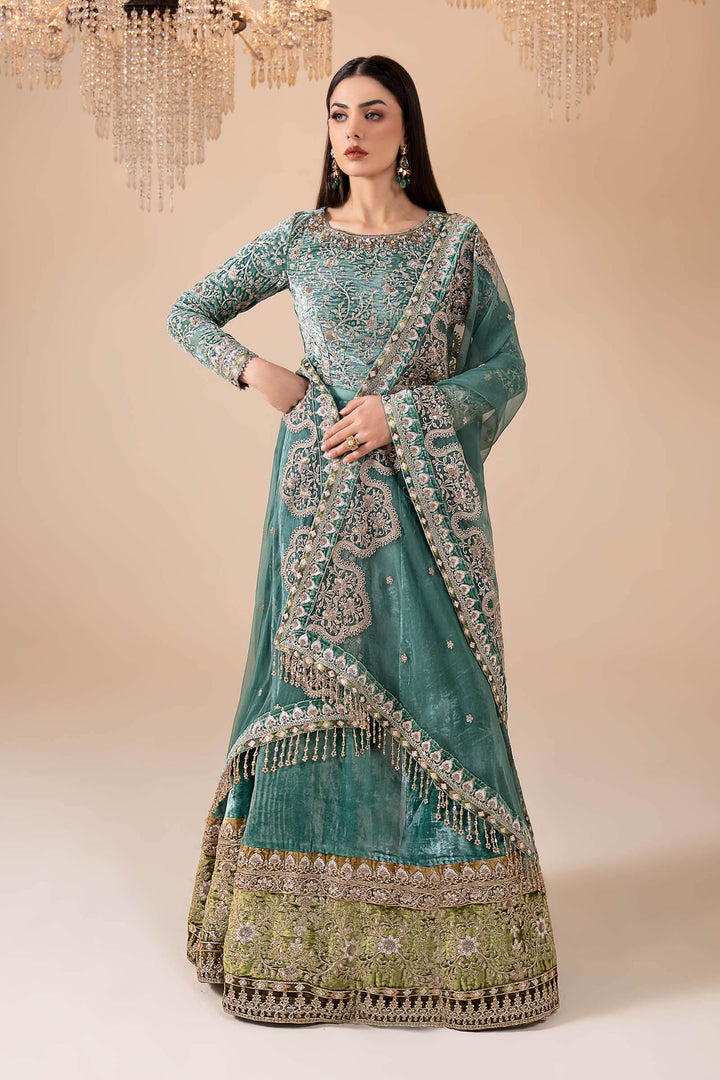 3 Piece Embroidered Velvet Suit All Products SFW2558-ESM-SGR