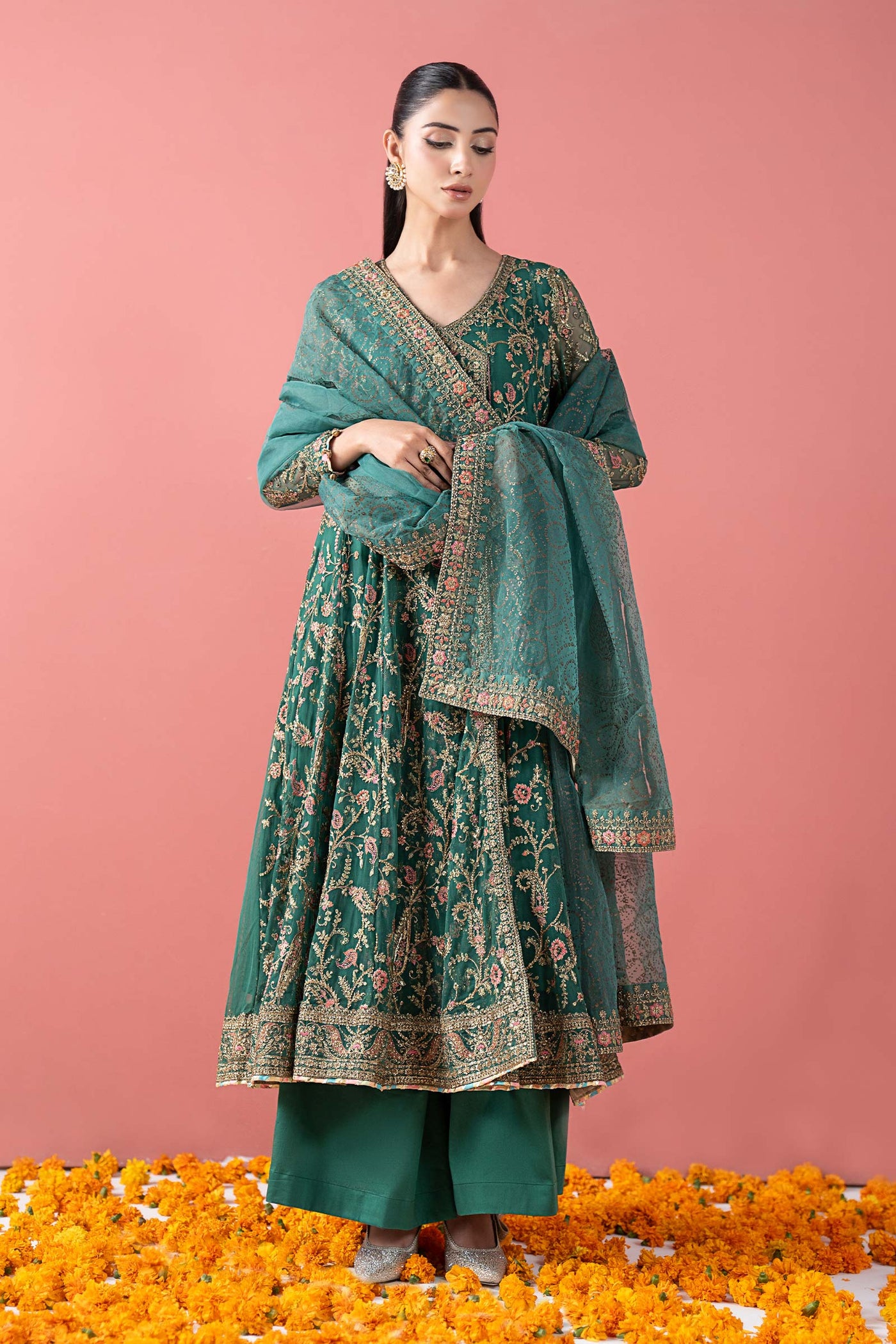 3 Piece Embroidered Net Suit