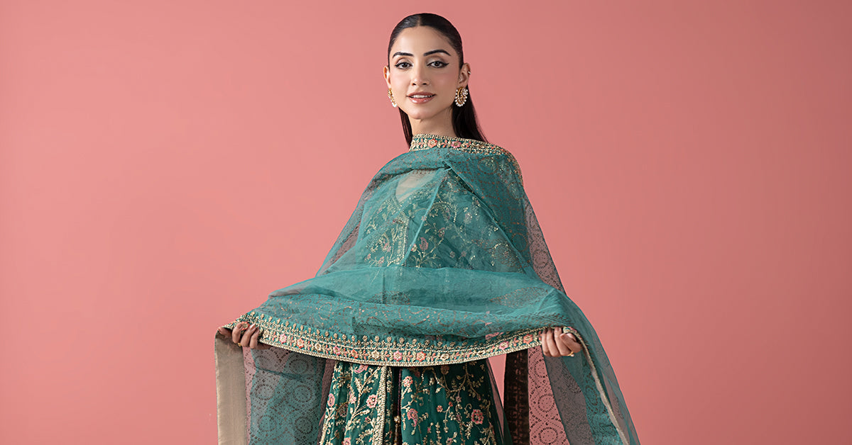 3 Piece Embroidered Net Suit